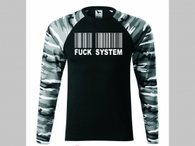 Fuck System pánske tričko (nie mikina!!) s dlhými rukávmi vo farbe " metro " čiernobiely maskáč gramáž 160 g/m2 materiál 100%bavlna